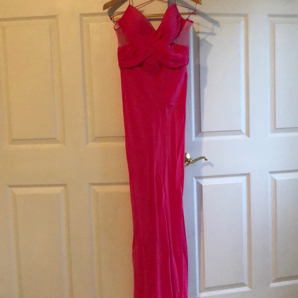 Long hot pink ball gown